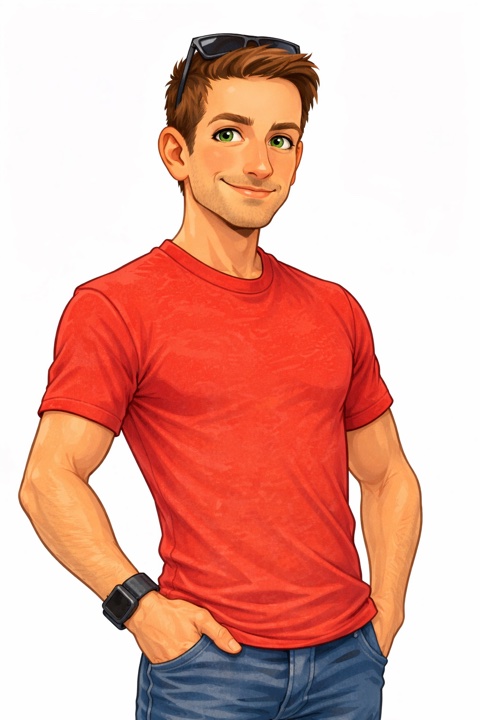 Cartoon portrait of Gabe