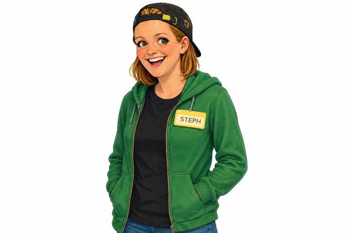 Cartoon portrait of Steph